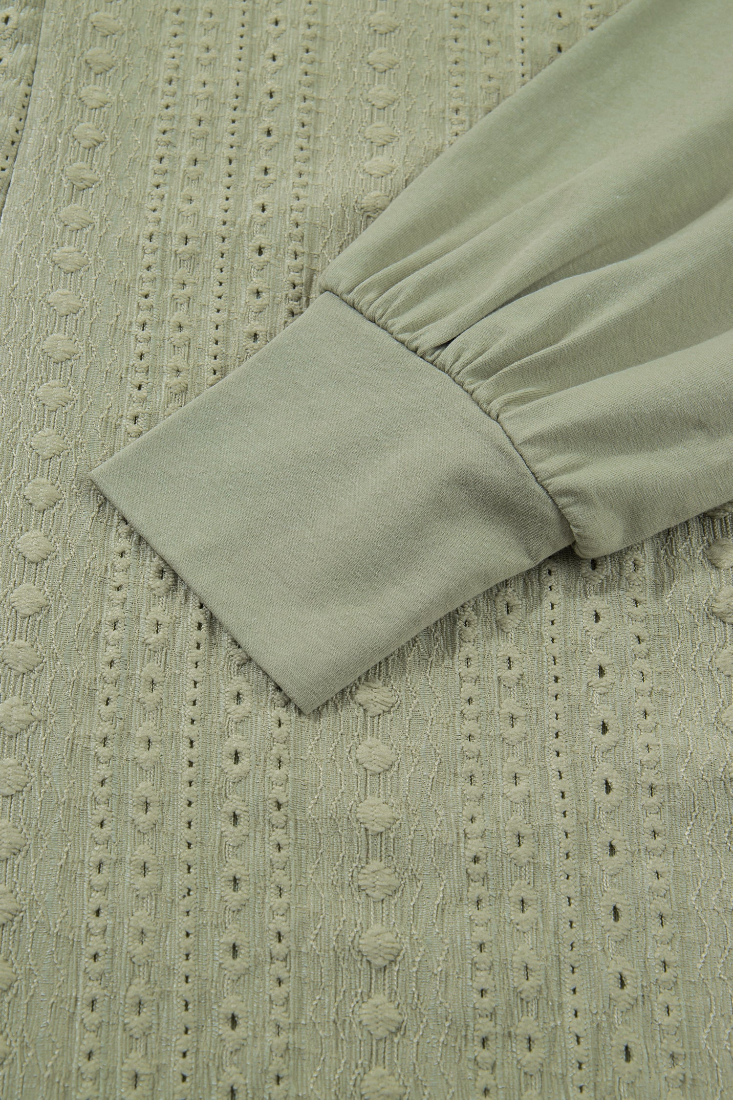 Laurel Green Jacquard Frilled Ruffled Long Sleeve Mini Dress