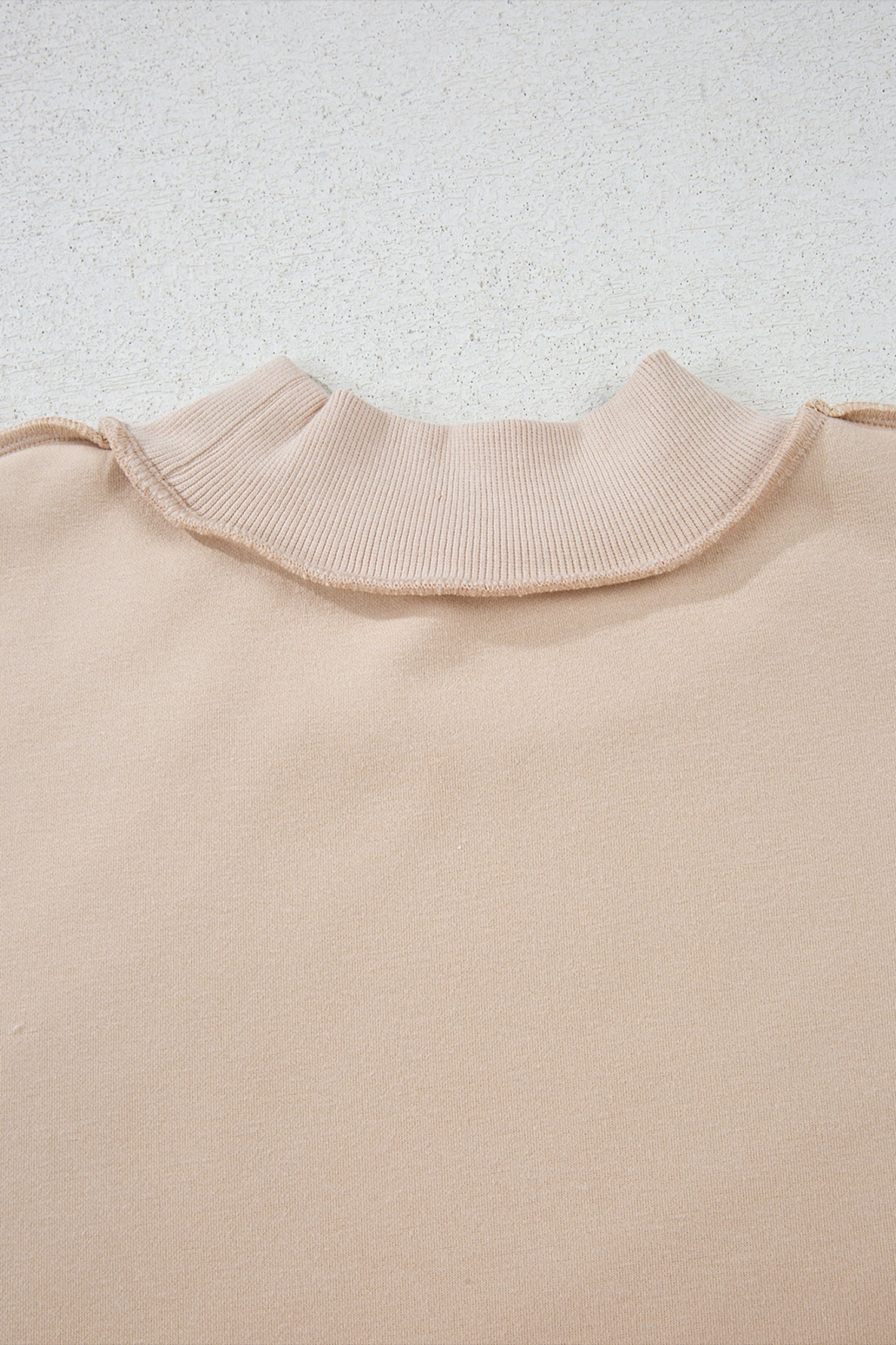 Apricot Oversize Drop Shoulder Reversible Mock Neck Sweatshirt