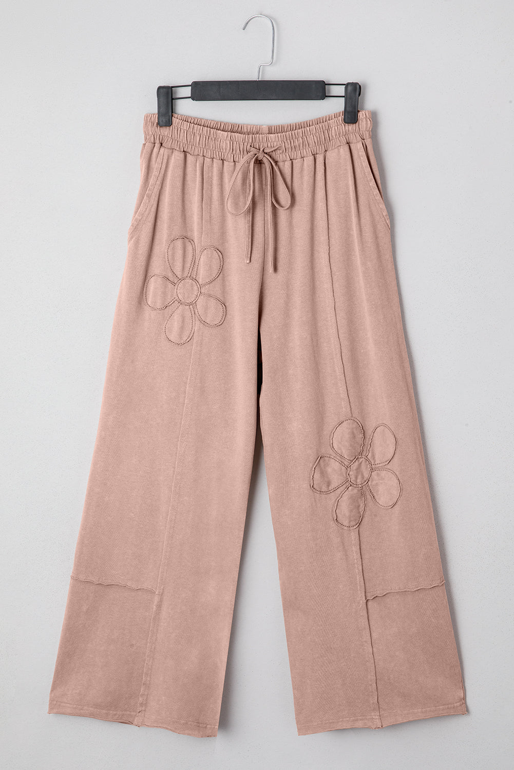 Buckskin Flower Patch Mineral Washed Terry Knit Cropped Wide Leg Pants