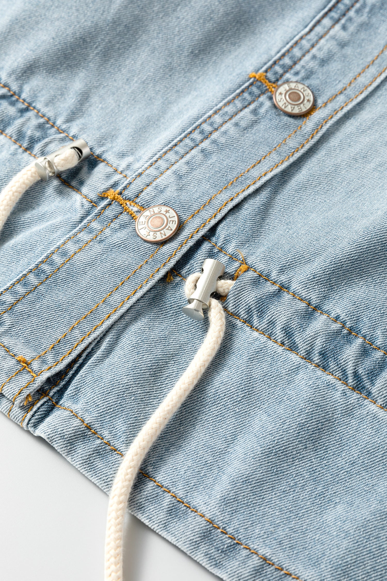 Beau Blue Draw-cord Hem Light Wash Denim Jacket