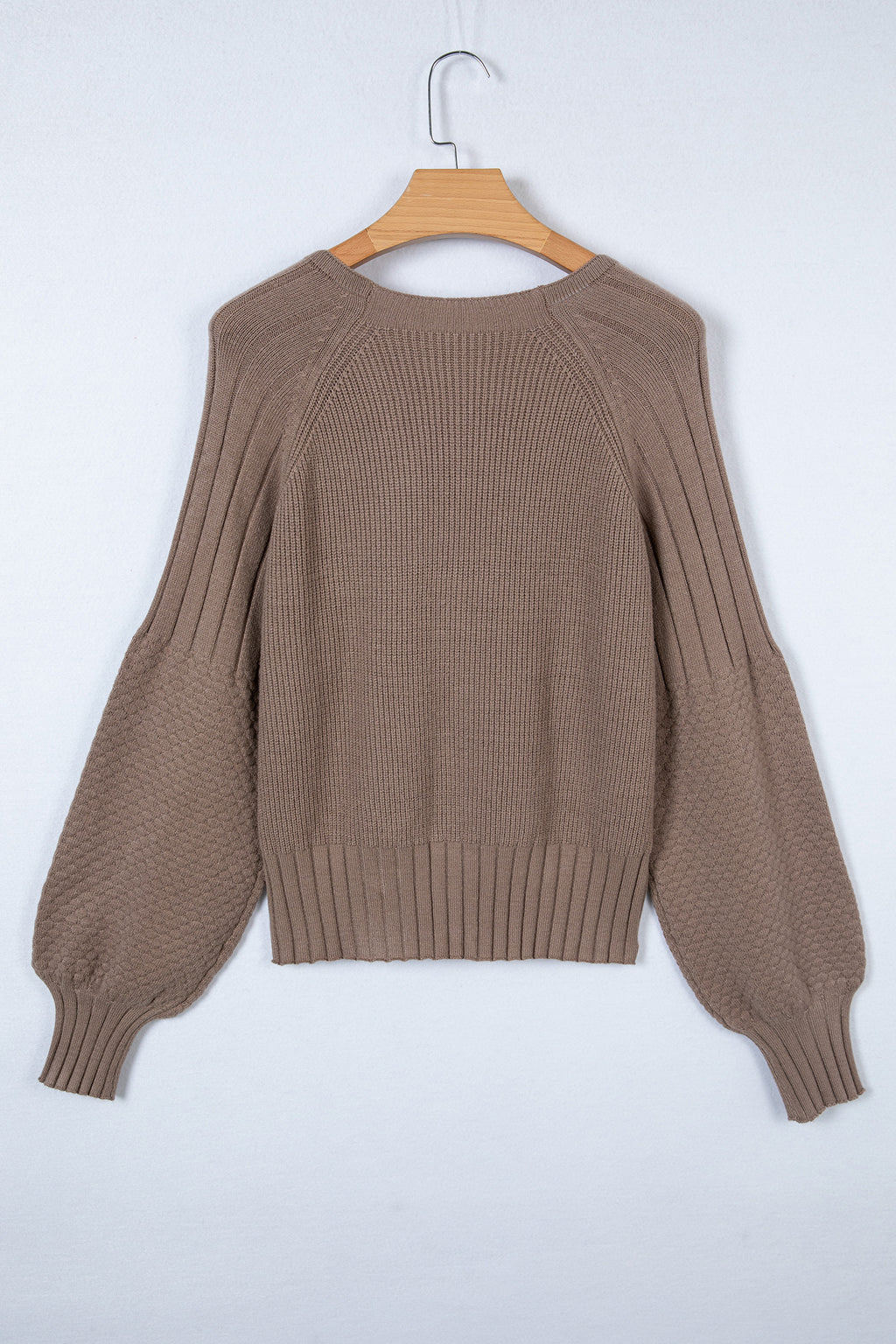 Goat Mixed Texture Knit Button V Neck Sweater Cardigan