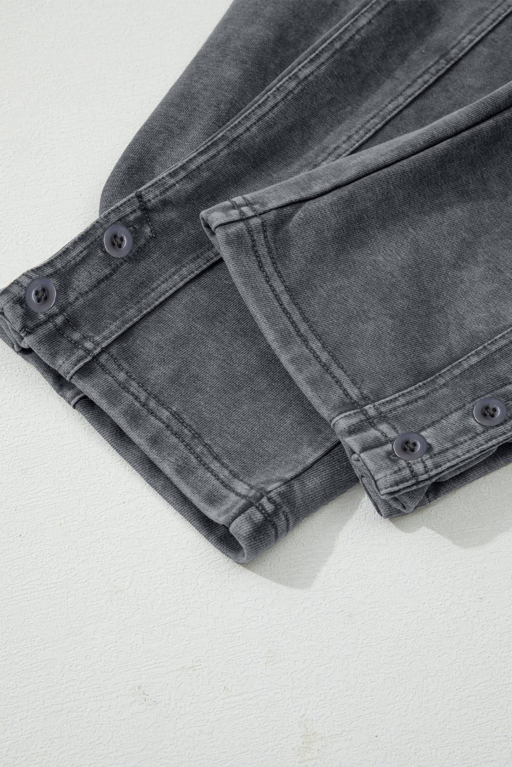 Medium Grey Mineral Wash Jogger Style High Waist Casual Pants