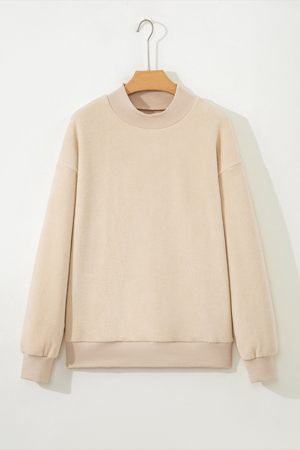 Apricot Oversize Drop Shoulder Reversible Mock Neck Sweatshirt