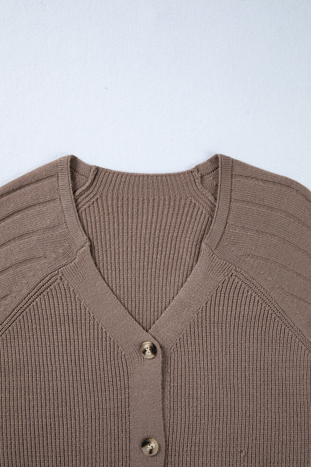 Goat Mixed Texture Knit Button V Neck Sweater Cardigan