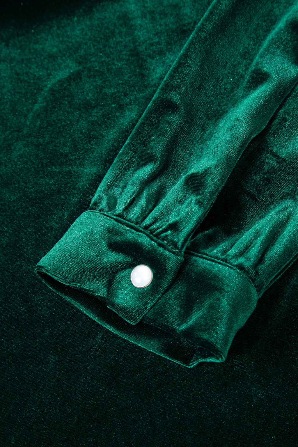 Evergreen Asymmetric Button Keyhole Neck Long Sleeve Velvet Blouse