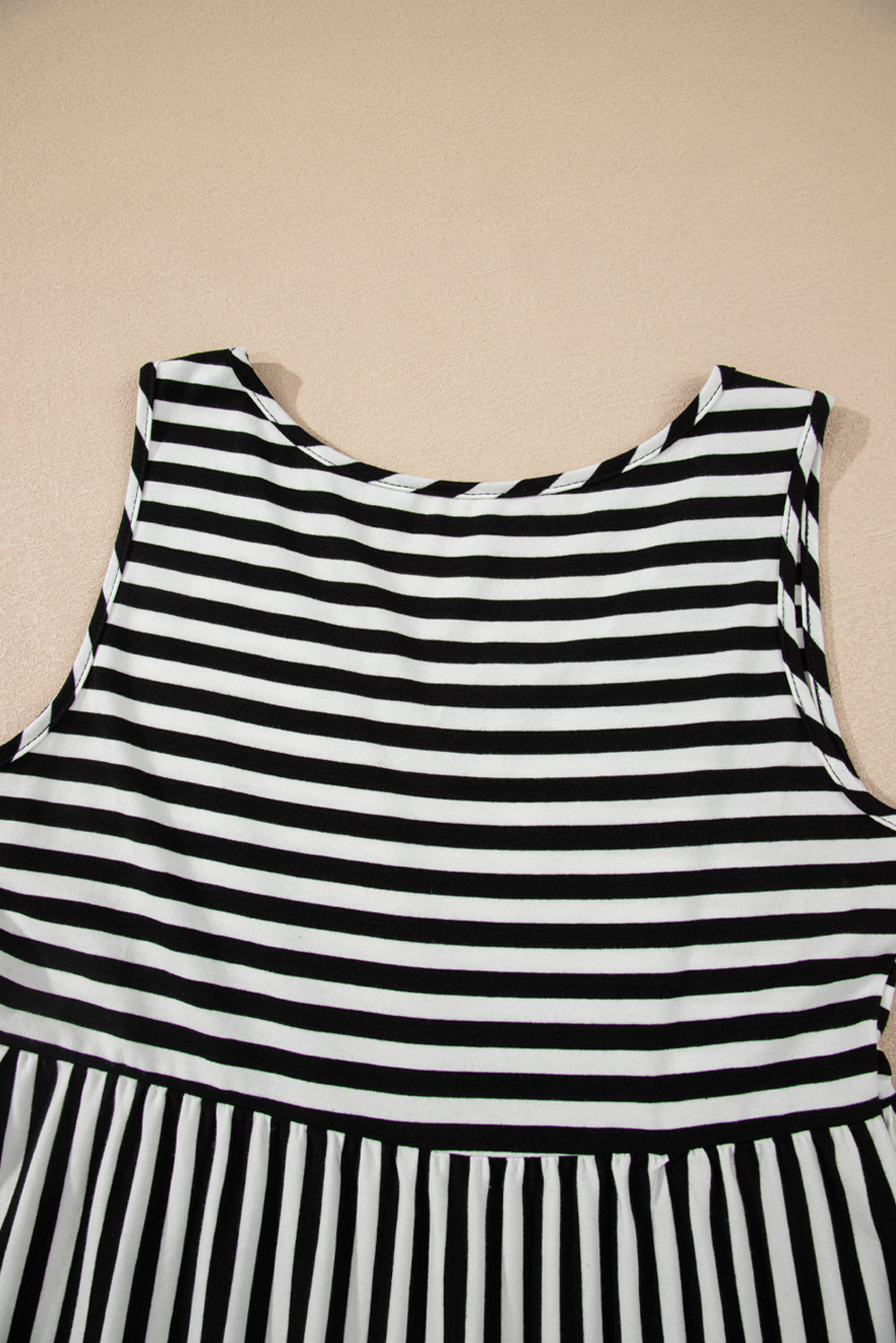 Black Stripe U Neck Sleeveless Loose Fit Mini Dress