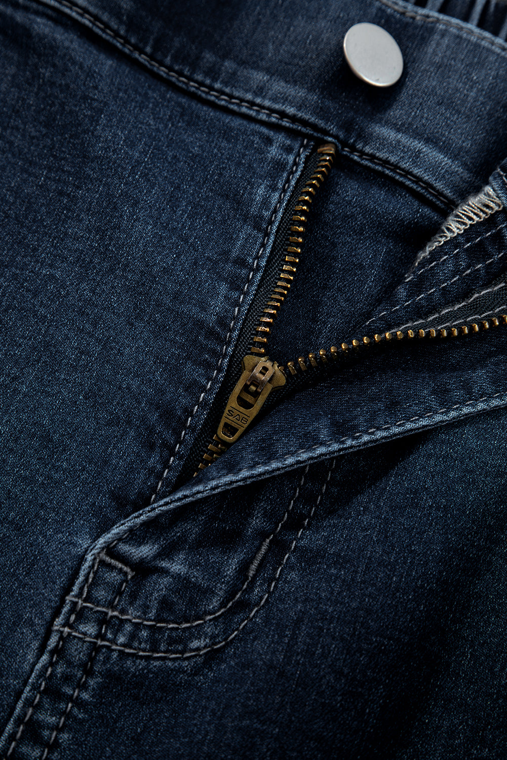 Dirty blue Plus Size Elastic Waist Ruffled Wide Leg Denim Pants