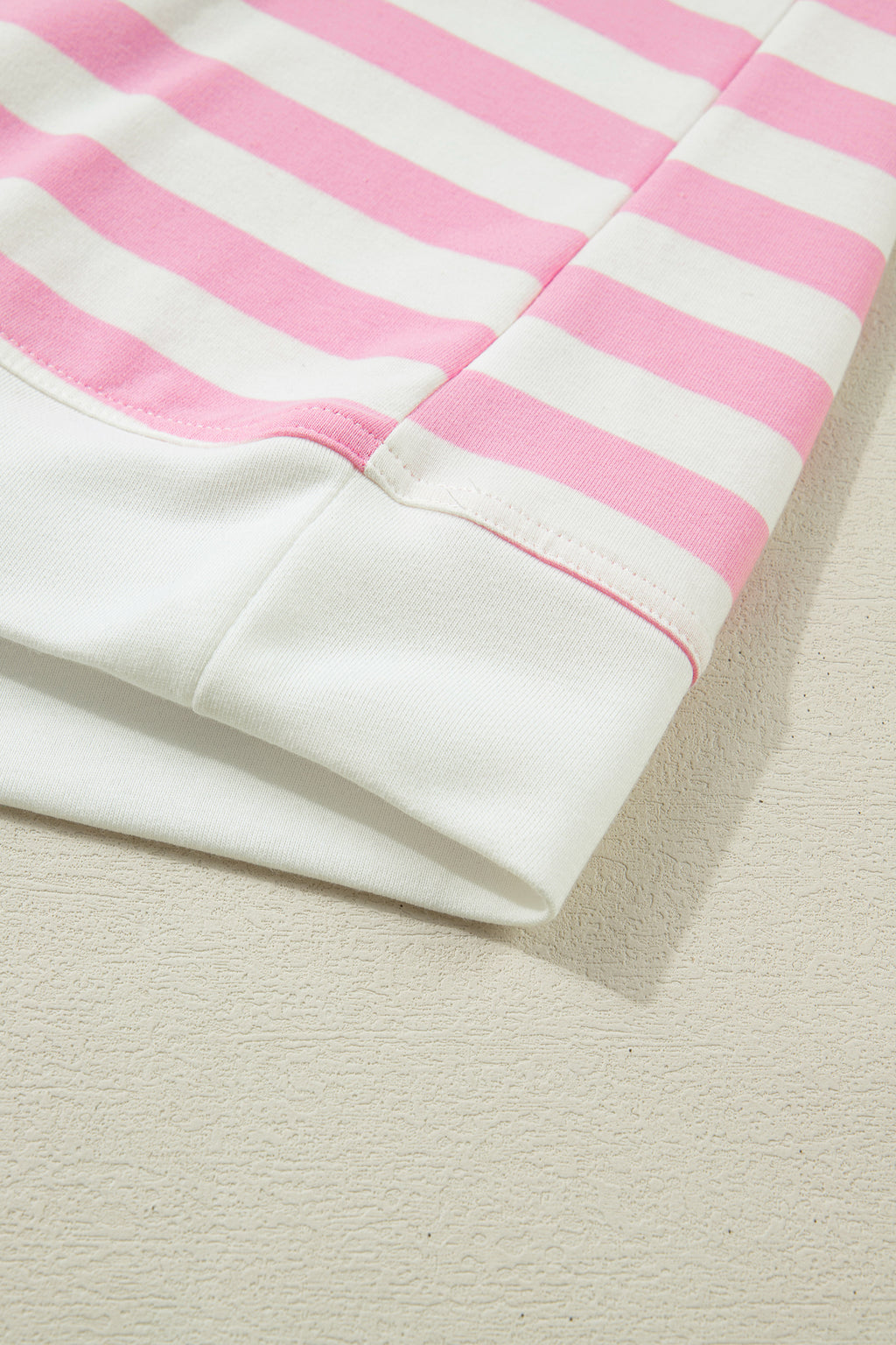Pink Stripe Collar V Neck Ruffled Short Sleeve Blouse