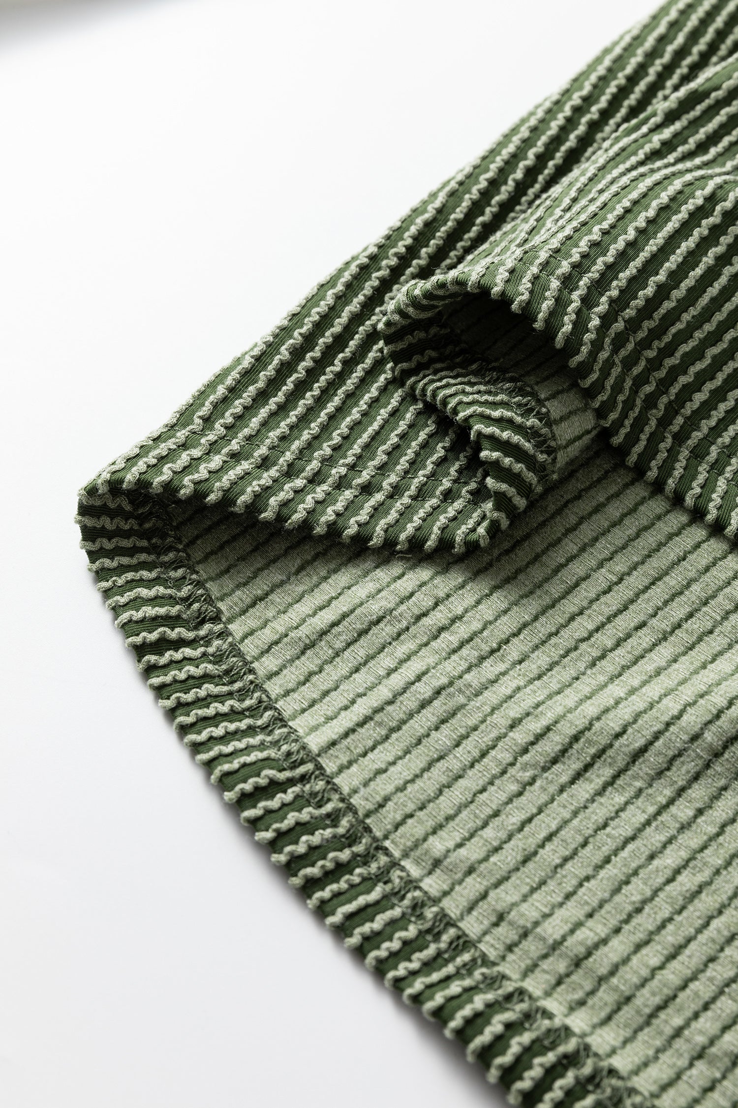 Vineyard Green Twisted Ribbed Leopard Lace Contrast Patchwork Long Sleeve Top